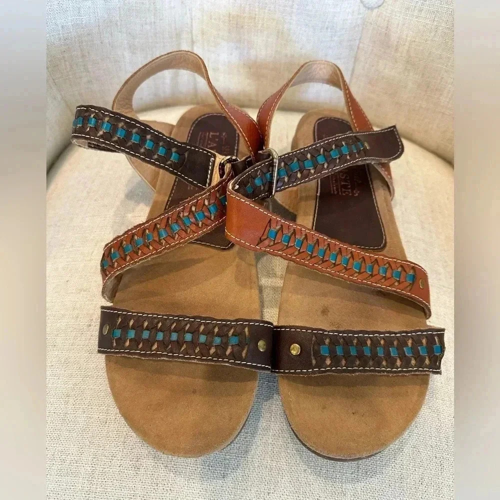 Spring Step L'Artiste Womens Joaquima Brown Leather Sandals Sz 38 / 7.5 Boho EUC